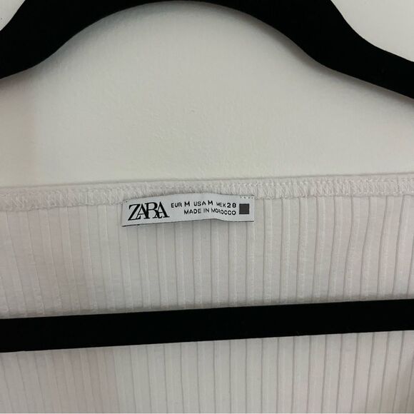 ZARA Ribbed Wrap White Top, Size Small - Picture 3 of 10